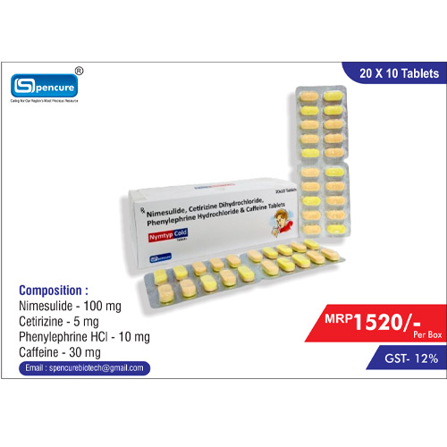 Nimesulide 100 mg + Cetirizine Dihydrochloride 5 mg + Phenylephrine Hcl 10 mg + Caffeine 30 mg Tablets