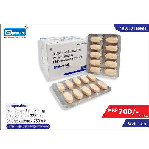 Diclofenac Potassium 50 mg+PCM 325 mg+Chlorzoxazone 250 mg