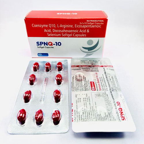 Co-Q10 100 mg+ L -Arginine 100mg +EP A 9mg+ DHA 60 mg omega 3 F atty Acid 500mg+ Selenium Dioxide 70 mcg Softgel Capsules